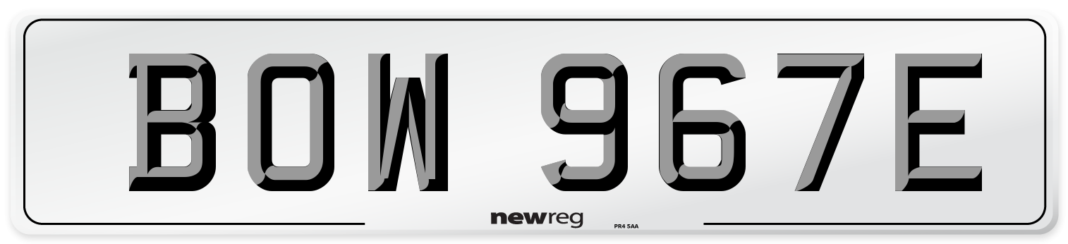 BOW 967E Number Plate from New Reg